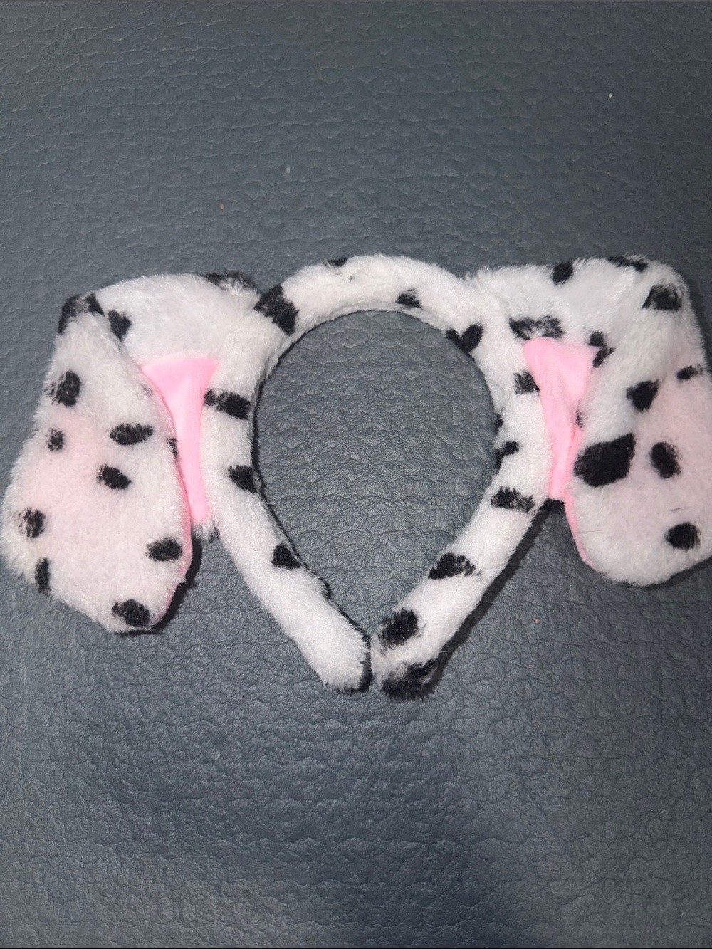 Plush Dalmatian Ear Headband - Pink & White